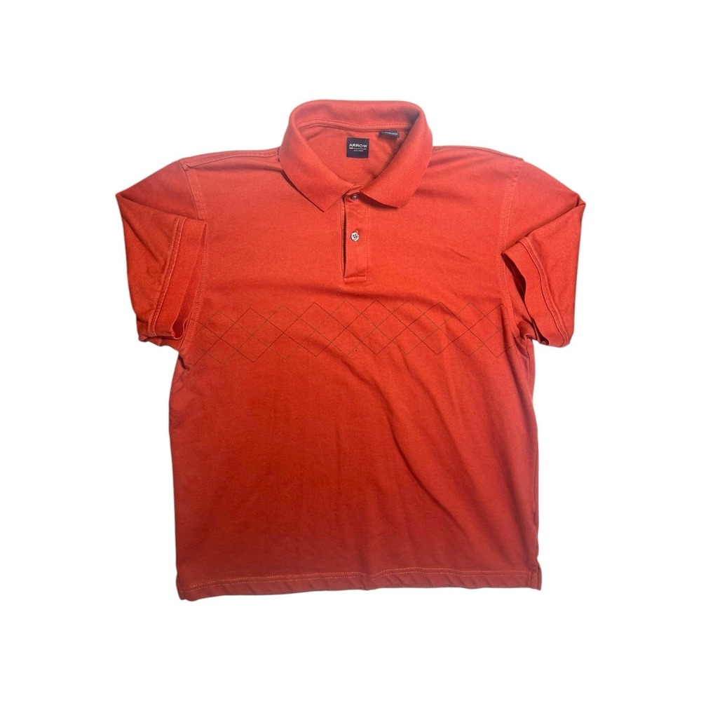Arrow Men's Medium Red Orange Short-Sleeve Polo | Classic Casual Shirt